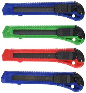 4-pack retractable utility knife blade box cutter set, assorted colors
