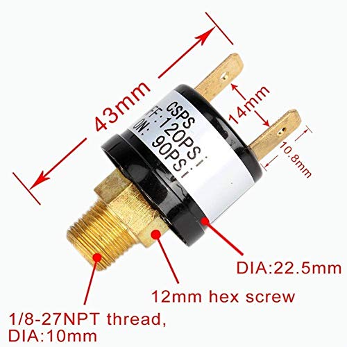 90-120 PSI Heavy Duty Air Compressor Pressure Control Switch Valve