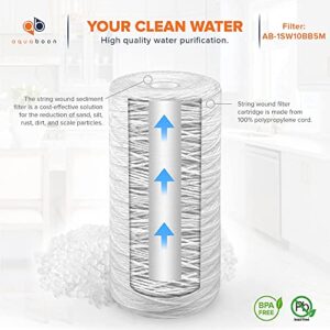 Aquaboon 5 Micron 10"x4.5" BB String Wound Sediment Water Filter Cartridge | Whole House Sediment Filtration | Compatible with 84637, WPX5BB97P, PC10, 355214-45, 355215-45, WP10BB97P WP5BB97P 4-Pack