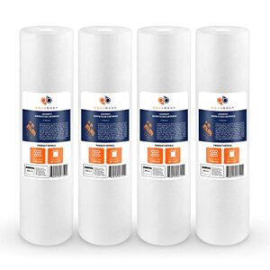 aquaboon 5 micron 20" x 4.5" sediment water filter replacement cartridge | whole house sediment filtration | compatible with ap810-2, sdc-45-2005, fpmb-bb5-20, p5-20bb, fp25b, 155358-43, 4 pack