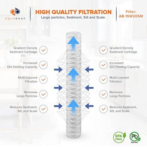 Aquaboon 5 Micron 20" x 2.5" String Wound Sediment Water Filter Cartridge | Universal Replacement for Any 20 inch RO Unit | Compatible with 101-230, PD-5-20, AP110-2C, P5-20, CFS124-C20, 2-Pack