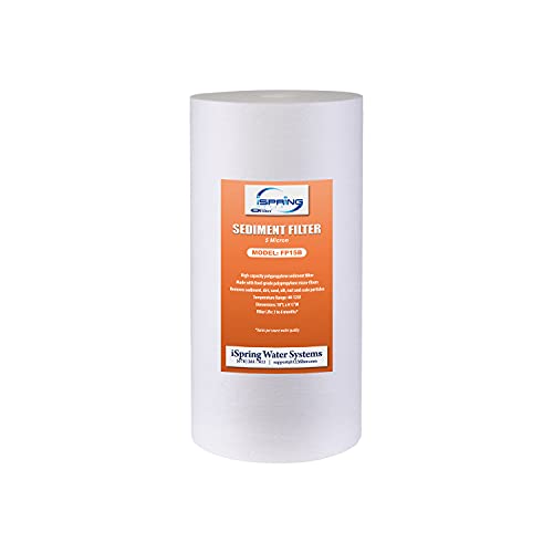 iSpring FP15B Sediment Filter Replacement Cartridge for Whole House Water Filtration Systems, High Capacity 5-Micron Premium PP, 4.5" x 10", White