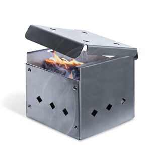 diamondkingsmoker - grill smoker box, no propane or charcoal needed, heavy-duty stainless steel meat smoker, small 4 x 4 x 4-inch smoker grill accessory for 64-cubic-inch barbeque grill top