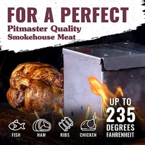 DiamondKingSmoker - Grill Smoker Box, No Propane or Charcoal Needed, Heavy-Duty Stainless Steel Meat Smoker, Small 4 x 4 x 4-inch Smoker Grill Accessory for 64-cubic-inch Barbeque Grill Top