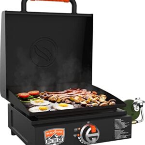 17 Inch Blackstone Griddle with Lid, Nonstick Tabletop Gas Griddle Outdoor with Two Seasoning & Conditioner and Wholesalehome Cloth Included, Black, (1900-4114-C)