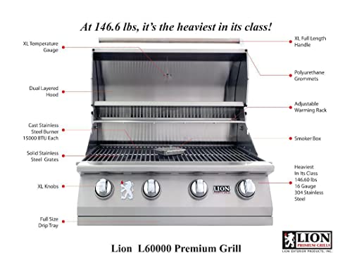 Lion 32″ 4-Burner Gas Grill – L60000 Liquid Propane