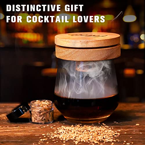 Foneta Cocktail Smoker for Whiskey Bourbon Old Fashioned , Drink Smoker Infuser Kit with 4 Flavors Wood Chips Ideal Gift for Whiskey Lover