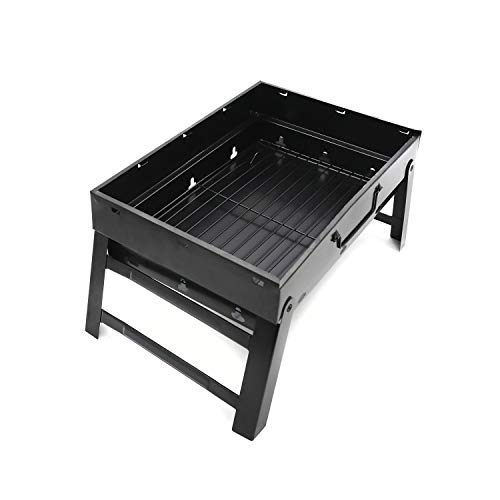 HTTMT- Foldable Compact Barbecue BBQ Grill Charcoal Stove Shish Kabob Tabletop For Outdoor Camping Picnic Travel Cooker [P/N: ET-COOK007-BK]