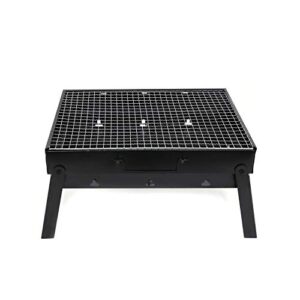 HTTMT- Foldable Compact Barbecue BBQ Grill Charcoal Stove Shish Kabob Tabletop For Outdoor Camping Picnic Travel Cooker [P/N: ET-COOK007-BK]