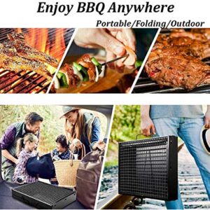 HTTMT- Foldable Compact Barbecue BBQ Grill Charcoal Stove Shish Kabob Tabletop For Outdoor Camping Picnic Travel Cooker [P/N: ET-COOK007-BK]
