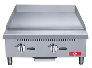 commercial griddle, elite kitchen supply countertop 24" flat top grill natural gas (ng) / propane countertop griddle with 2 burners - 60000 btu