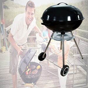 srhmywbw 22 inch round kettle charcoal grill portable charcoal grill with wheels plated steel grates charcoal bbq grill for outdoor camping picnic patio backyard grilling black