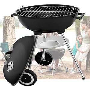 srhmywbw 17" portable barbecues black cold rolled iron charcoal grill kettle charcoal grill for standing bbq patio backyard outdoor cooking picnic additional accessories (5~8 persons)