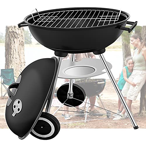 SRHMYWBW 17" Portable Barbecues Black Cold Rolled Iron Charcoal Grill Kettle Charcoal Grill for Standing BBQ Patio Backyard Outdoor Cooking Picnic Additional Accessories (5~8 Persons)