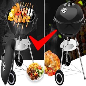 SRHMYWBW 17" Portable Barbecues Black Cold Rolled Iron Charcoal Grill Kettle Charcoal Grill for Standing BBQ Patio Backyard Outdoor Cooking Picnic Additional Accessories (5~8 Persons)