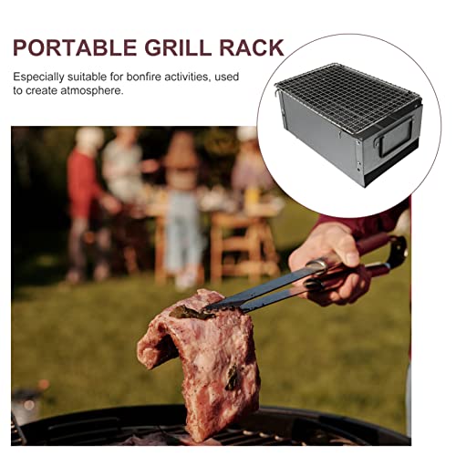 Happyyami Grill Barbecue Tool for Outdoor Small BBQ Outdoor Barbecue Tool Useful Barbecue Tool Folding Barbecue Portable Camping Stove BBQ Supply BBQ Tool BBQ net ferroalloy Foldable Travel
