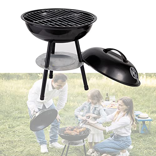 SRHMYWBW Portable Charcoal Grill 14-inch (Cover Furnace Body) BBQ Grill Barbecue Grills with Your Family and Friends Camping Barbecue Picnics Patio and Backyard Cooking Black