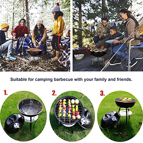 SRHMYWBW Portable Charcoal Grill 14-inch (Cover Furnace Body) BBQ Grill Barbecue Grills with Your Family and Friends Camping Barbecue Picnics Patio and Backyard Cooking Black