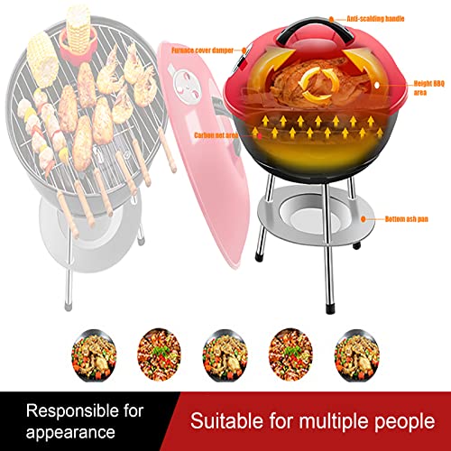 SRHMYWBW Portable Charcoal Grill 14-inch (Cover Furnace Body) BBQ Grill Barbecue Grills with Your Family and Friends Camping Barbecue Picnics Patio and Backyard Cooking Black