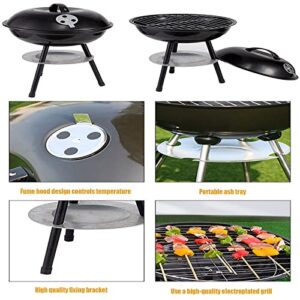 SRHMYWBW Portable Charcoal Grill 14-inch (Cover Furnace Body) BBQ Grill Barbecue Grills with Your Family and Friends Camping Barbecue Picnics Patio and Backyard Cooking Black