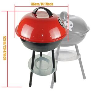 SRHMYWBW Portable Charcoal Grill 14-inch (Cover Furnace Body) BBQ Grill Barbecue Grills with Your Family and Friends Camping Barbecue Picnics Patio and Backyard Cooking Black