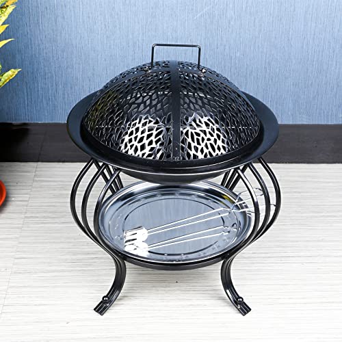 CENALIN Indoor Outdoor Carbon Basin Carbon Furnace Household Furnace Ten War BBQ Carbon Stove Charcoal Fire Basin Roasters(Large Frame + Stove)