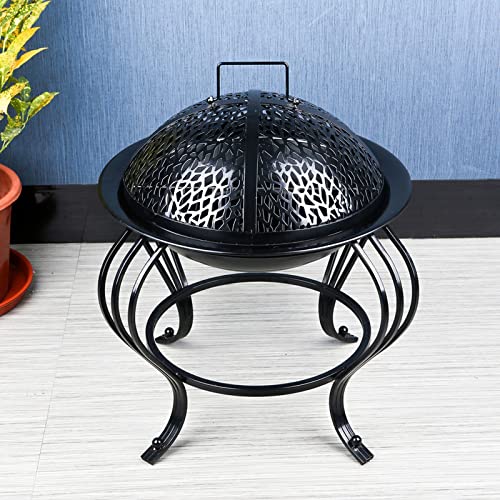 CENALIN Indoor Outdoor Carbon Basin Carbon Furnace Household Furnace Ten War BBQ Carbon Stove Charcoal Fire Basin Roasters(Large Frame + Stove)