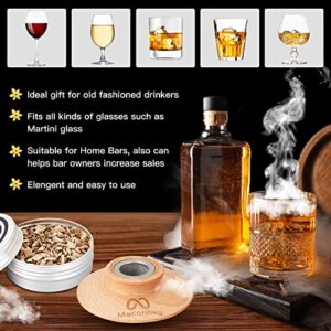 Maconhey Cocktail Smoker Kit, Old Fashioned Wood Drink Smoker Infuser Kit with 4 Flavors Smoking Wood Chips, Great Gift for Farther's Day and All Whiskey Bourbon Martini Lovers