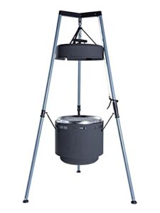 burch barrel bbq smoker grill & fire pit combo v2 – adjustable hanging vertical smoker with tripod system – charcoal or wood-fired portable tripod grill | ideal for grilling, smoking, baking | precision trackster temperature control | the ultimate adventu