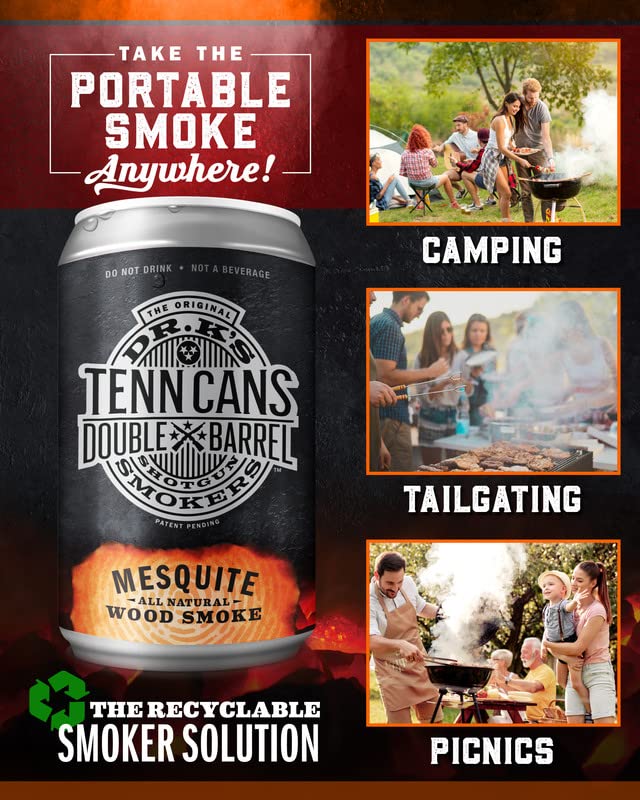 Dr. K's Tenn Cans 6 Pack - Convenient, No Mess Smoke Tube Grilling Gifts for Men | Premium Mesquite Pellets in an Easy to Use Can | Championship Flavor & Smoke Every Time, Up to 1hr Smoke Per Can