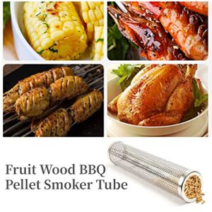 Smoker Tube, Smoker Box Cylindrical Detachable Large Capacity Fruit Wood BBQ Pellet Smoker Tube for Outdoor Camping(6 inches)