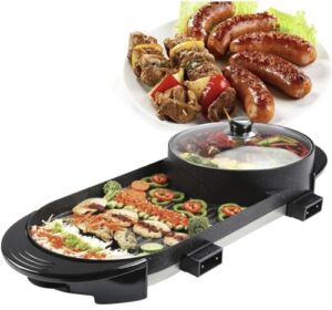 hyddnice 2 in 1 electric grill with hot pot multifunctional electric barbecue and hot pot separate dual temperature contral 110v 1000w