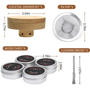 Cocktail Smoker Kit with 4 Flavors Wood Chips-Include Oak, Cherry, Apple and Pecan Wood Chips, Whiskey, Drink, Bourbon Smoker, Old Fashioned Smoker Kit Gifts for Cocktail Whiskey Lovers