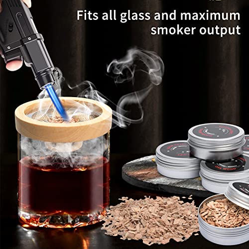 Cocktail Smoker Kit with 4 Flavors Wood Chips-Include Oak, Cherry, Apple and Pecan Wood Chips, Whiskey, Drink, Bourbon Smoker, Old Fashioned Smoker Kit Gifts for Cocktail Whiskey Lovers