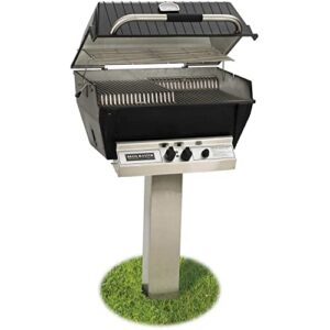 broilmaster p3-xf premium propane gas grill on stainless steel in-ground post