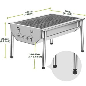 RESVIN Portable Charcoal Grill, Stainless Steel BBQ Grill, Small Tabletop Grill for Outdoor Camping Picnic Patio Backyard Cooking