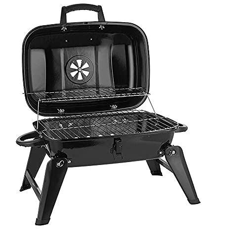 Portable Camping Charcoal Grill, Outdoor Mini BBQ Grills, Picnic Smoker with Lid Folding Tabletop Grills, CE FCC CCC