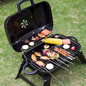 Portable Camping Charcoal Grill, Outdoor Mini BBQ Grills, Picnic Smoker with Lid Folding Tabletop Grills, CE FCC CCC