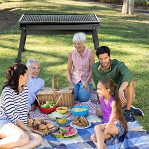 SCYMX Foldable Portable Camping BBQ Grill Family Home Outdoor Heavy Folding Charcoal Barbecue Cooking Grill Picnic Accessories