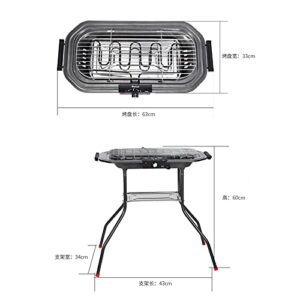 Charcoal and Electricity Dual-Purpose Barbecue Grill, Vertical Balcony Smoke-Free Barbecue Grill, Family Skewers Machine,Outdoor Cooking Camping Picnic