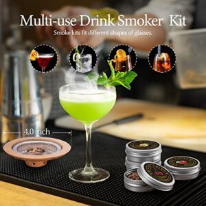 Cocktail Smoker Kit for Drinks, Whiskey Smoker Infuser Kit for Bourbon Drinks with Torch and 4 Different Flavor Wood Chips Gift for Whiskey Smoker Enthusiast (NO BUTANE)