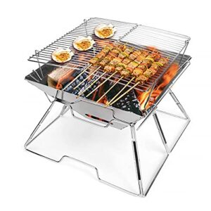 barbecue grill, folding charcoal bbq grill portable camping grill, stainless steel barbecue tool kits for outdoor picnic patio camping backyard cooking travel