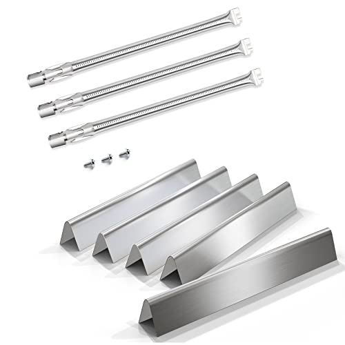 QuliMetal SUS304 Grill Burner and 7620 Flavor Bars for Weber Genesis 300 Series (2011-2016), Genesis E310 E320 E330 S310 S320 S330 Gas Grills with Front Control Panel