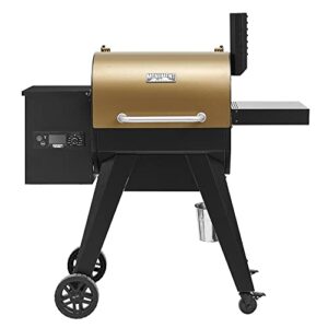 monument grills 85030 wood pellet grill and smoker for outdoor cooking, with chimney, bronze