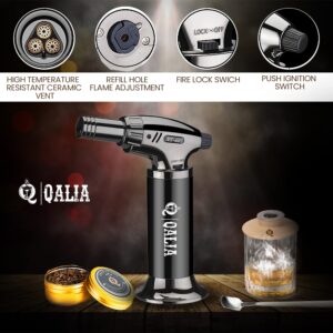 QALIA Cocktail Smoker Kit with Torch & Wood Chip - Six Kinds of Wood Chips for Cocktails Bourbon, Wine, Meats & Food - Fashionable Whiskey Smoker for Friend, Dad, & Whiskey Lover (No Butane)