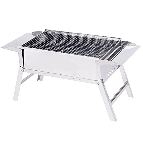 REDCAMP Foldable Charcoal Grill Barbecue, Portable Small Stainless Steel BBQ Grill Camping Grill for Outdoor Picnic Camping Cooking