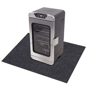 Electric Smoker Mat，Premium Oven Protective Mat—Protects wooden floors and outdoor terraces,Absorbent Material-Contains Smoker Splatter，Anti-Slip and Waterproof Backing，Washable (36" x 46")