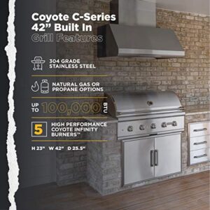 Coyote C-Series 42-Inch 5-Burner, Built-in Natural Gas Grill - C2C42NG