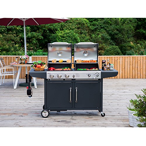 Royal Gourmet ZH3002 3-Burner Cabinet Gas Grill and Charcoal Grill Combo, Black