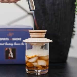 spirits with smoke smoking saucer set - 1 maple wood saucer, 3 wood chips for cocktail smoker & 4 coasters, premium cocktail accessories, gifts for husband